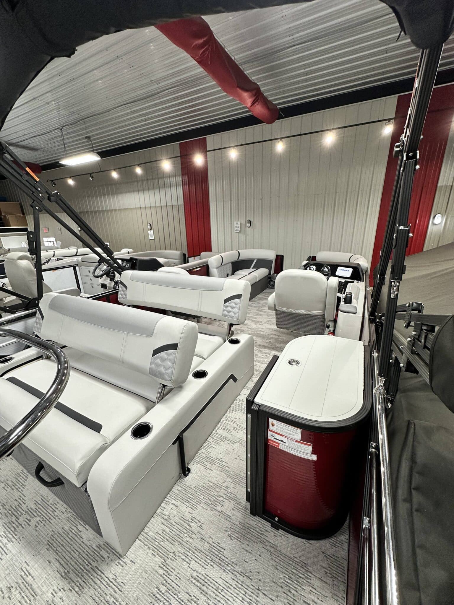 Interior of a modern boat seating area